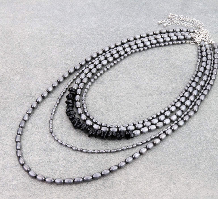 Multi Layered Western Bead Necklace – Rice Bead