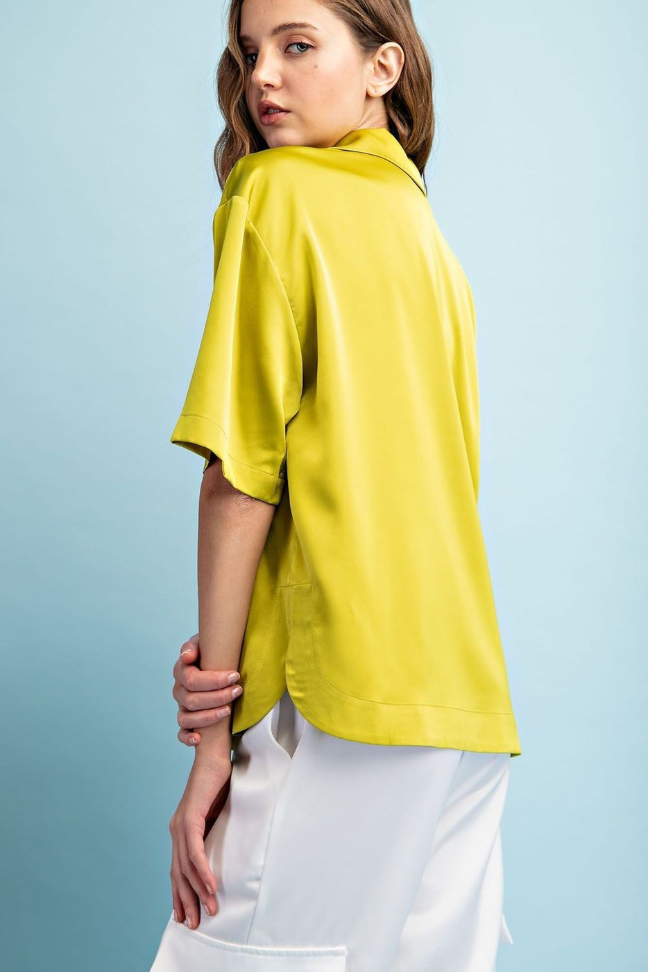 SATIN SHORT SLEEVE TOP — Bushland Ranch Store