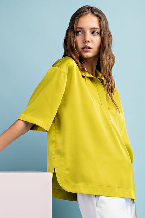 SATIN SHORT SLEEVE TOP