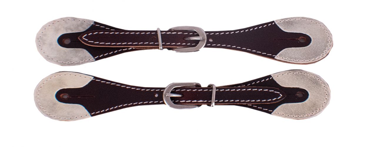 Showman Men's Argentina Cow Leather Spur Straps with Rawhide Ends - DARK BROWN
