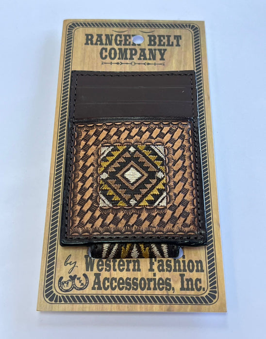 Money clip- Gold Aztec Embroidery.