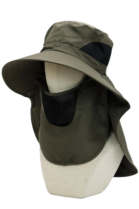Dark Neutral Wide Brim Poly Fabric Mesh Sun Visor/OLIVE