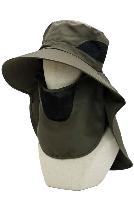 Dark Neutral Wide Brim Poly Fabric Mesh Sun Visor/OLIVE