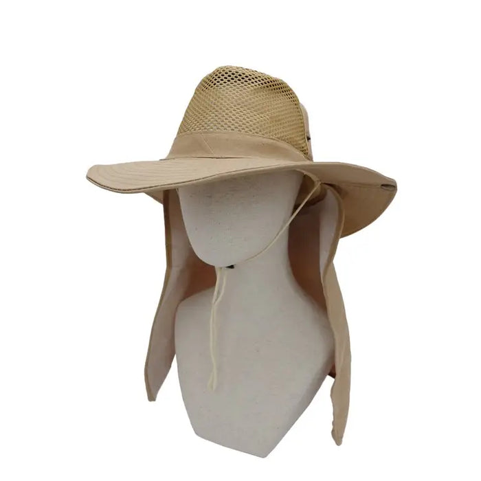 Fisherman Hat with Extra Wide Neck Cover|KHAKI