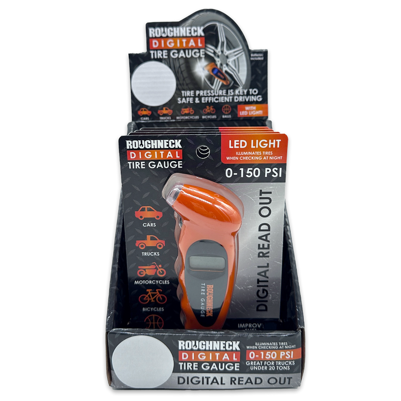 Roughneck Digital Tire Gauge & LED Light - 4 Piece Display