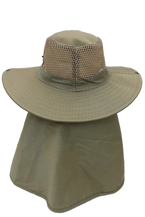 Fisherman Hat with Extra Wide Neck Cover|KHAKI