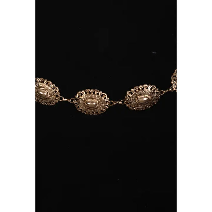 Ornate Floral Oval Disc Chain Belt