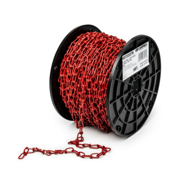 Campbell #3 Double Loop (Inco) Chain, Red Polycoat, 150' per Reel