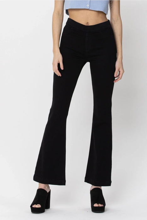 Black Mid Rise Petite Flare Jegging
