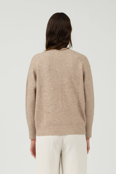 SOLID V NECK DROP SHOULDER KNIT SWEATER