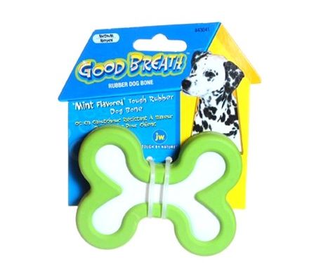 JW Good Breath Bone, Large Rubber Dog Toy, Green