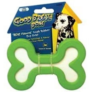 JW Good Breath Bone, Large Rubber Dog Toy, Green