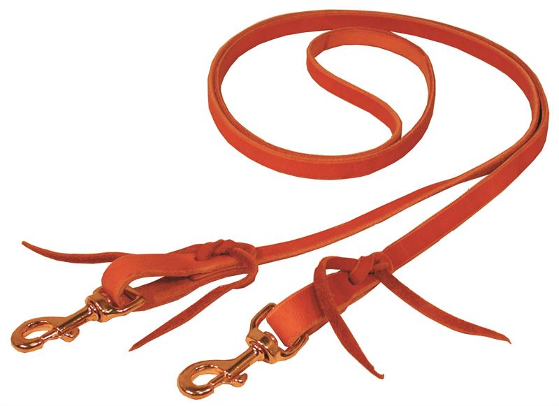 MT-14005 ROPING REIN, BRASS BOTH ENDS, HARNESS LEATHER