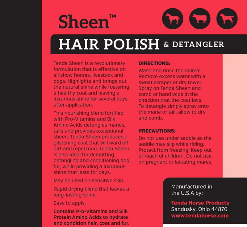 Tenda® Sheen Hair Coat & Shine Detangler Spray - 32 FL OZ
