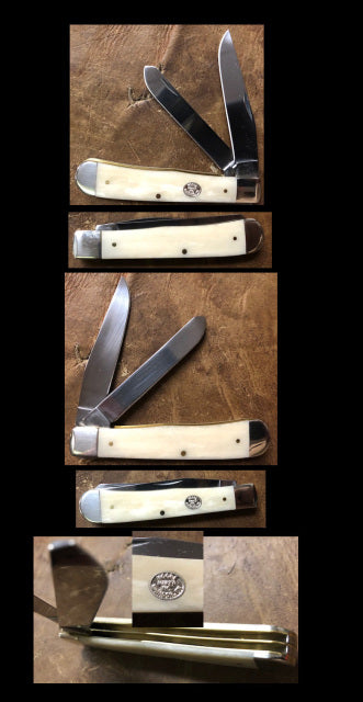 #5202C - WHITE BONE HANDLED TRAPPER - 4-1/8"