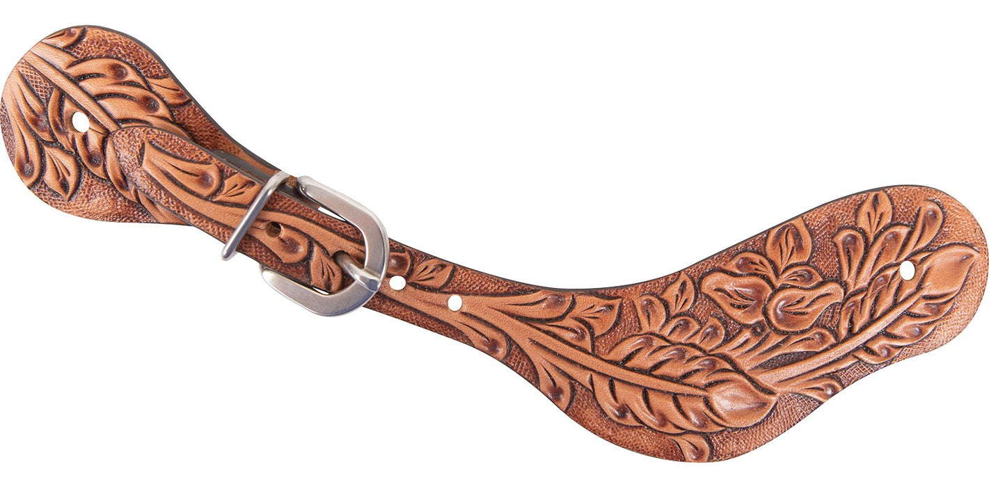 Spur Straps with Antique Leaf Tooling