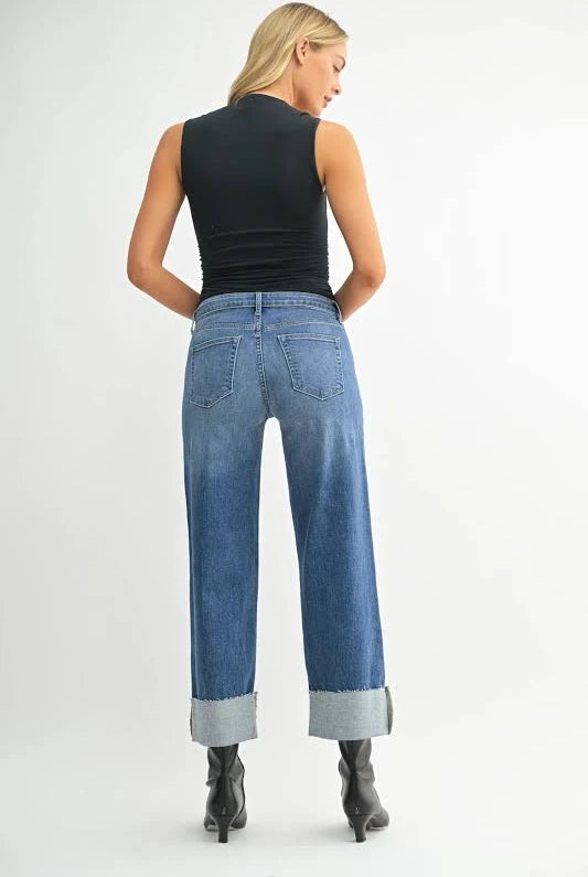 Scissor Cut Slim Wide Leg - Medium Denim