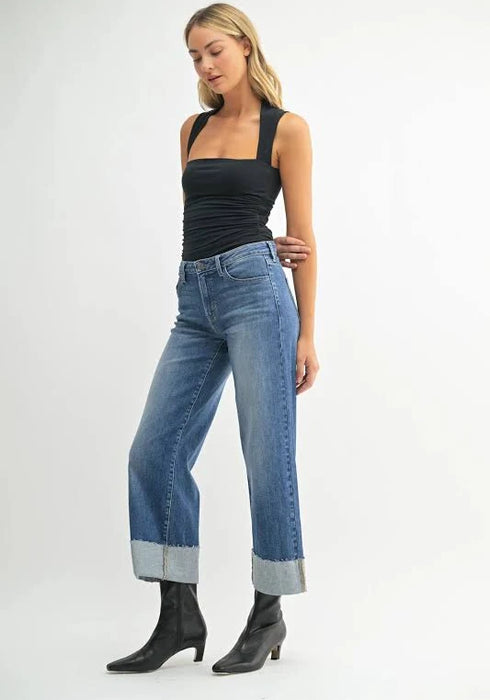 Scissor Cut Slim Wide Leg - Medium Denim