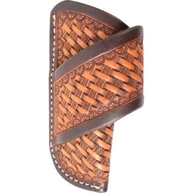 Horizontal Knife Sheath with Dyed Edge and Basket Tooling