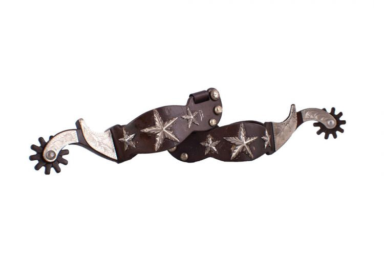 Showman ® Ladies Size Antique Brown Bumper Spur with Silver Barrel Racer. main image 0