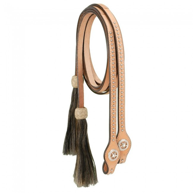 Split Reins W/Silver Dots, Star Conchos & Horsehair Tassels